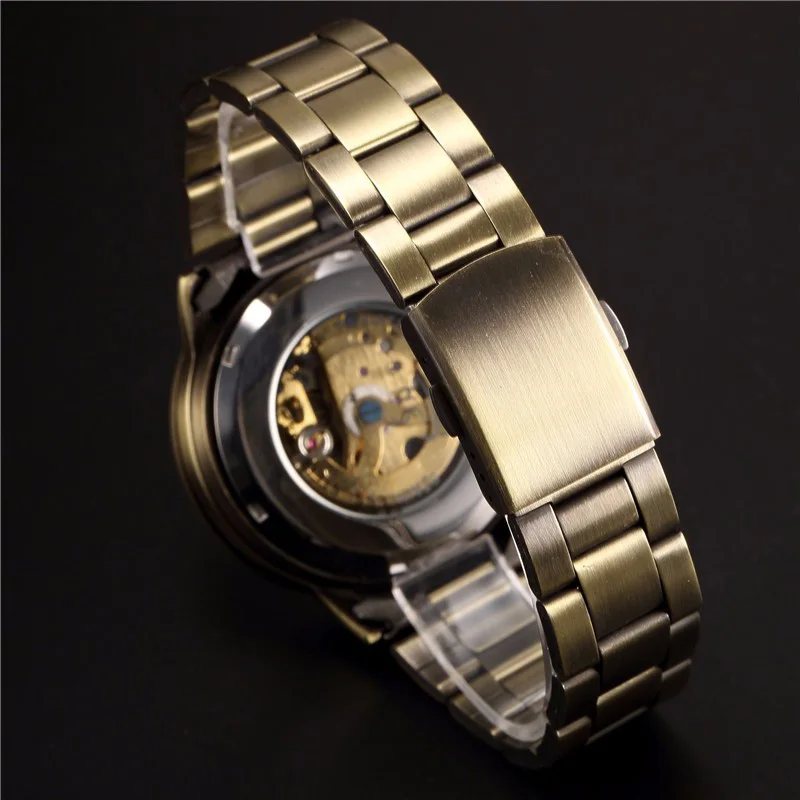 Мужские Винтажные бронзовые автоматические механические часы наручные Shenhua из