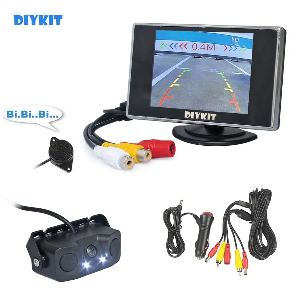 

DIYKIT 3.5 inch TFT LCD Car Monitor + Waterproof Parking Radar Sensor Reversing Car Camera Parking Assistance System