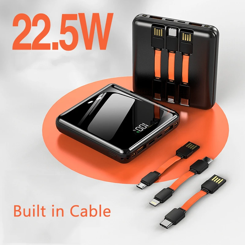 PD 22.5W Super Fast Charging Powerbank For Huawei P30 P40 Mini Power Bank Built in Cable for iPhone 12 Xiaomi Samsung Poverbank
PD 22.5W Super Fast Charging Powerbank For Huawei P30 P40 Mini Power Bank Built in Cable for iPhone 12 Xiaomi Samsung Poverbank