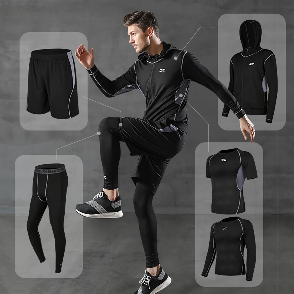 Mens Tracksuit Gym Sports Suit 5Pcs Fitness Compression Set Sportswear Running Tights Men Top Leggings Shirt Tight Suit
Mens Tracksuit Gym Sports Suit 5Pcs Fitness Compression Set Sportswear Running Tights Men Top Leggings Shirt Tight Suit