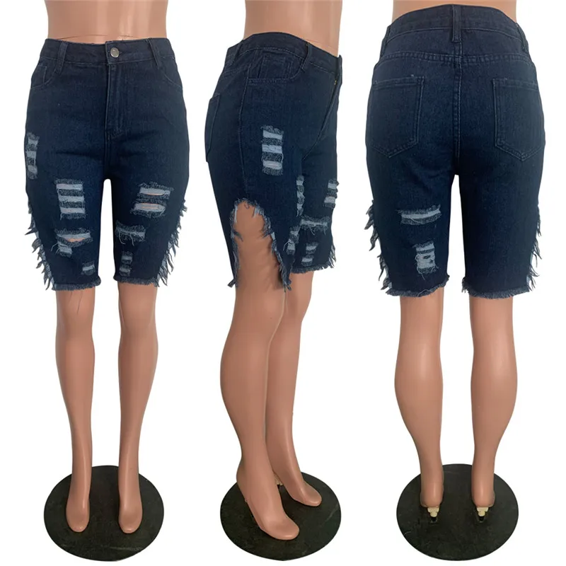 5 шт. прямые джинсы до колен с высокой талией | Женская одежда