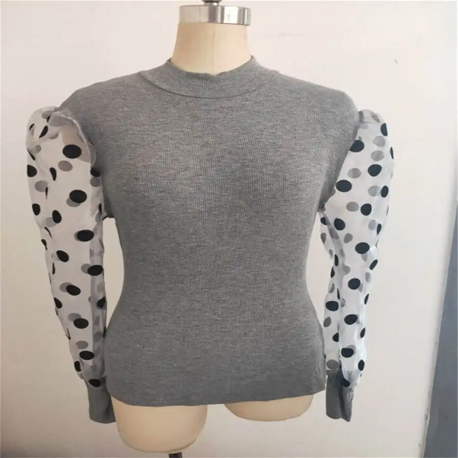 Fashion Women Puff Dot Long Sleeve Knit T-shirt Shirts Tops Ladies Casual See-through Sheer Mesh Blouse Autumn Clothes
Fashion Women Puff Dot Long Sleeve Knit T-shirt Shirts Tops Ladies Casual See-through Sheer Mesh Blouse Autumn Clothes