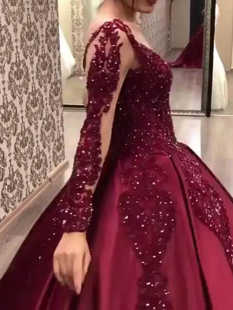 Dress For Wedding Guest Red Shinny 2021 New Lady V Neck Long Sleeve Gown Cocktail Suitable for Evening Partie Engagement Vestido 
Dress For Wedding Guest Red Shinny 2021 New Lady V Neck Long Sleeve Gown Cocktail Suitable for Evening Partie Engagement Vestido