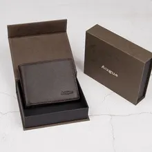 Кошелек мужской из натуральной кожи короткий бумажник с RFID