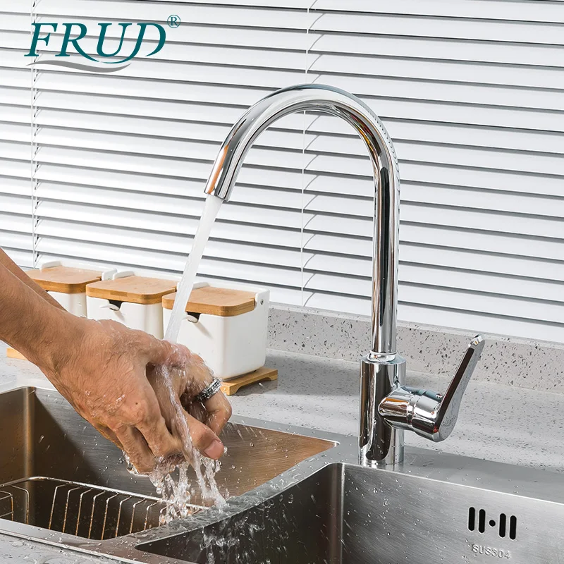 

Frud Stainless Steel Kitchen Mixer Taps Chrome Sink Faucets 360 Degree Rotatable Tapware Hot and Cold Water Mixers R44052-10