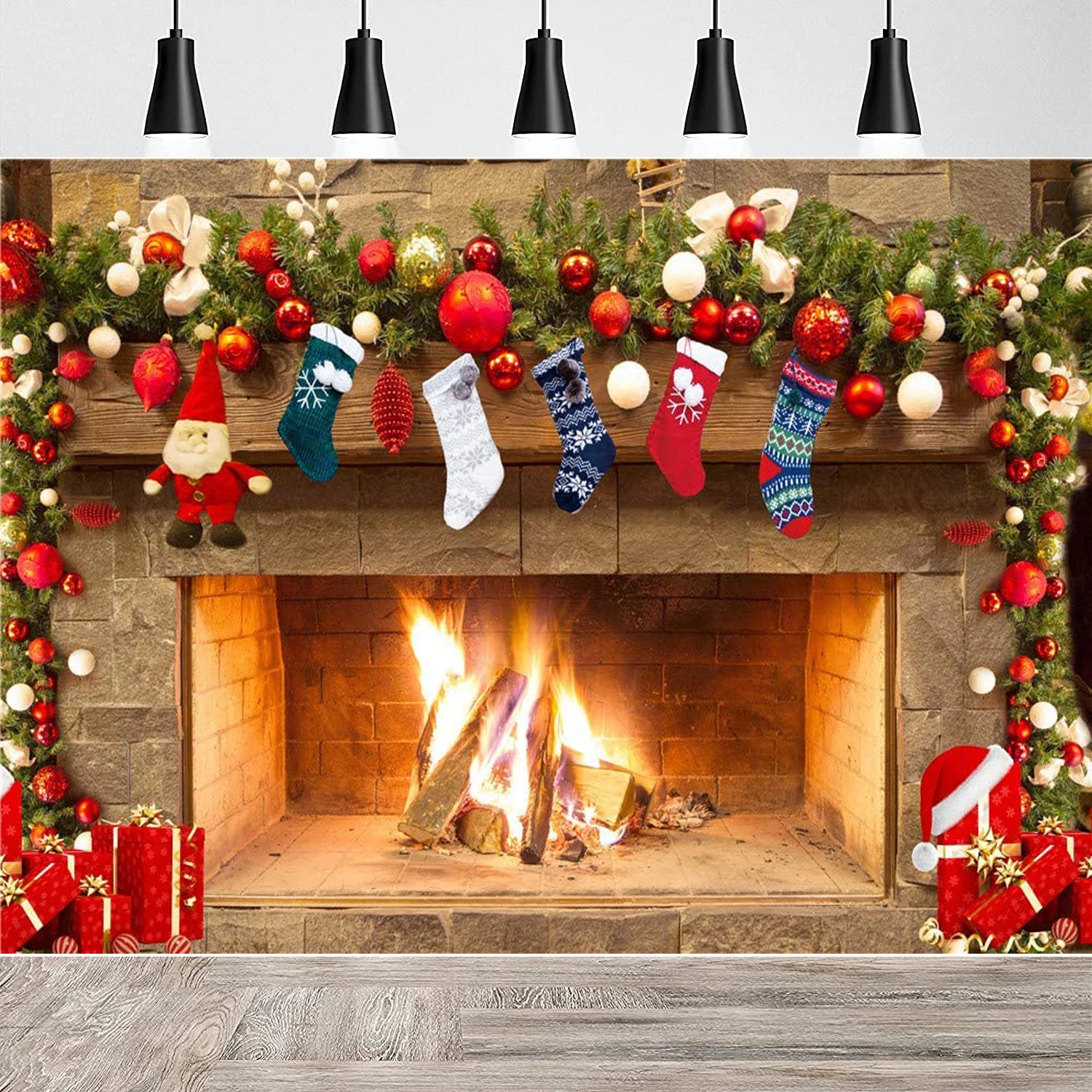 Christmas Fireplace Backdrop for Photography Xmas Cedar Red Balls Santa Claus Sock Gifts New Year Background for Family Party
Christmas Fireplace Backdrop for Photography Xmas Cedar Red Balls Santa Claus Sock Gifts New Year Background for Family Party