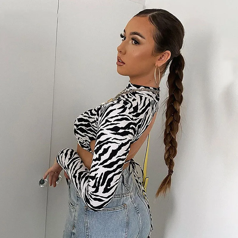 2021 Animal Zebra Print Backless Cropped Tshirt Women Sexy Long Sleeve T-shirt Ladies Fashion Crop Tops Tees Streetwear
2021 Animal Zebra Print Backless Cropped Tshirt Women Sexy Long Sleeve T-shirt Ladies Fashion Crop Tops Tees Streetwear