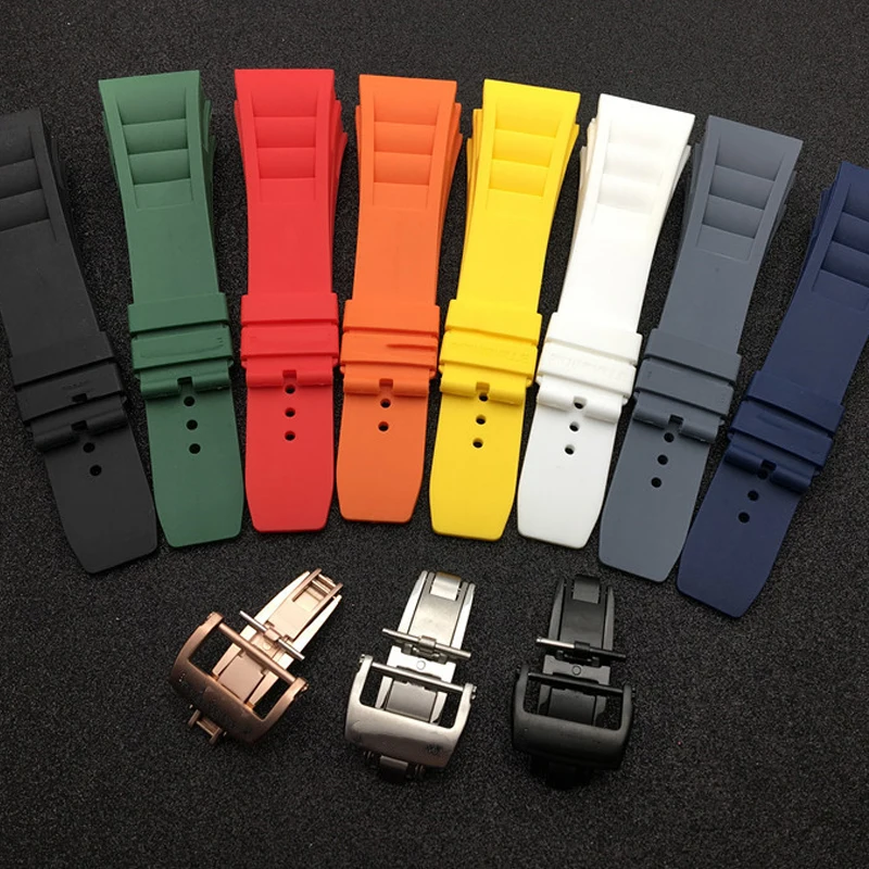Top quality men Waterproof Natural Rubber 25mm Watchband for Richard Watch Mille Strap band butterfly buckle Screw interface
Top quality men Waterproof Natural Rubber 25mm Watchband for Richard Watch Mille Strap band butterfly buckle Screw interface