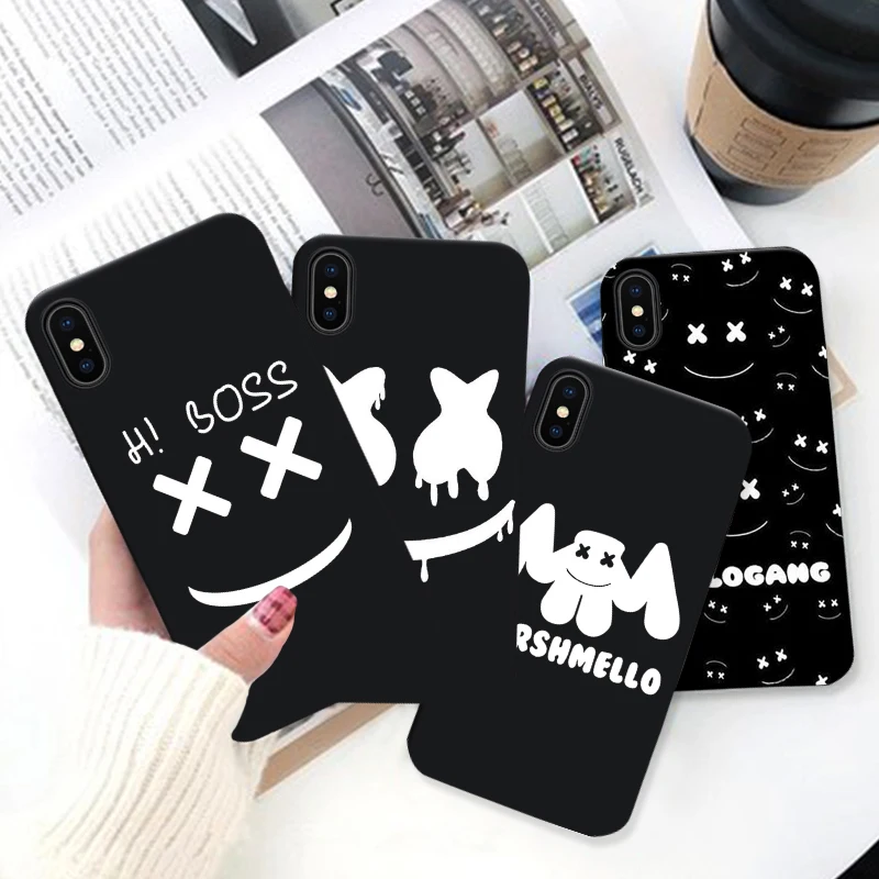 GYKZ Модный прилегающий чехол Marshmallow Dj для iPhone XS MAX XR X 7 8 6 6s Plus черный мягкий