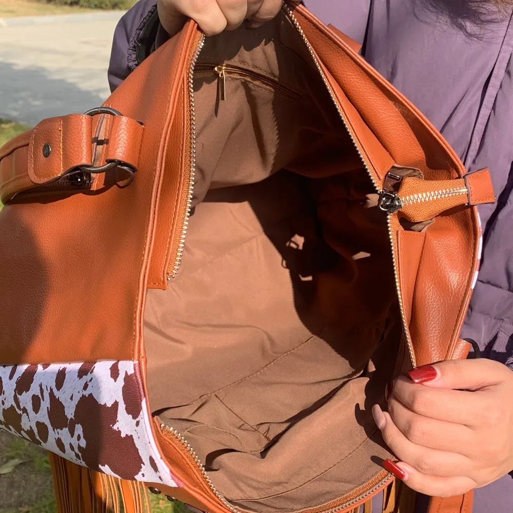 Women's Cowprint Sunflower Leopard Tassel Concealed Handgun Tote Bag Western Vintage Style Fringe Shoulder Bags For Ladies
Women's Cowprint Sunflower Leopard Tassel Concealed Handgun Tote Bag Western Vintage Style Fringe Shoulder Bags For Ladies