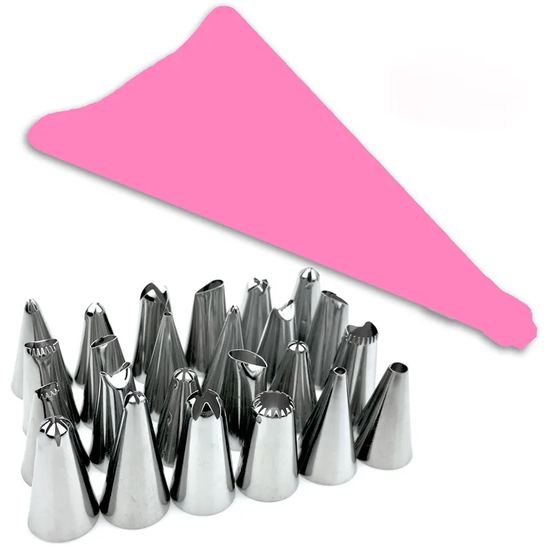26Pcs/Set Silicone Kitchen Accessories Icing Piping Cream Pastry Bag With 6 Stainless Steel Nozzle DIY Cake Decorating Tips Set
26Pcs/Set Silicone Kitchen Accessories Icing Piping Cream Pastry Bag With 6 Stainless Steel Nozzle DIY Cake Decorating Tips Set