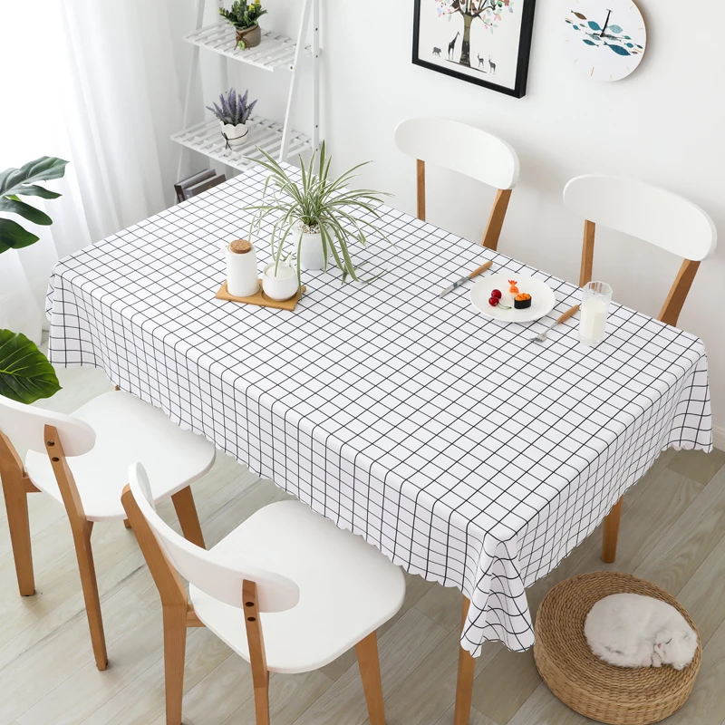 

Polyester Oilcloth-Waterproof Checkered Tablecloth Black And White coffee Dinning Kitchen Decorative Elk Table Cover Restaurant
