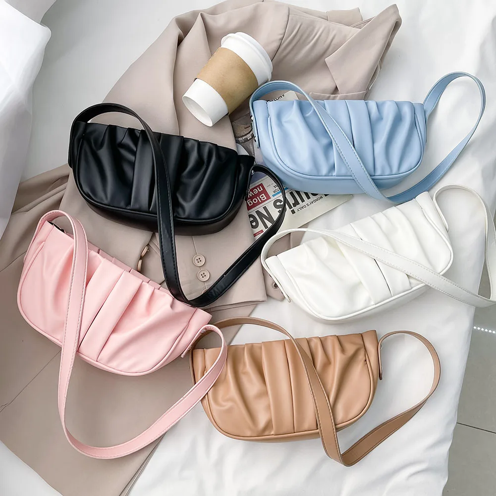 Fashion Solid Color Pleated Underarm Bag Zipper PU Leather Women Designer Shoulder Bags 2021 Elegant Lady Handbags Totes
Fashion Solid Color Pleated Underarm Bag Zipper PU Leather Women Designer Shoulder Bags 2021 Elegant Lady Handbags Totes