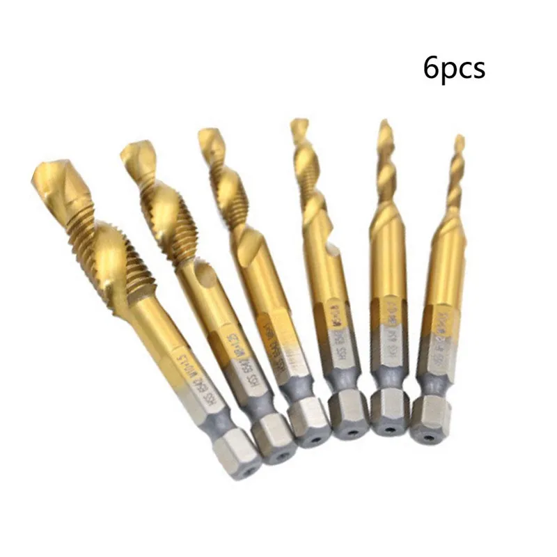 High quality Portable 6Pcs M3-M10 Hex Shank Titanium Plated HSS Screw Thread Metric Tap Drill Bits Compound Tap
High quality Portable 6Pcs M3-M10 Hex Shank Titanium Plated HSS Screw Thread Metric Tap Drill Bits Compound Tap