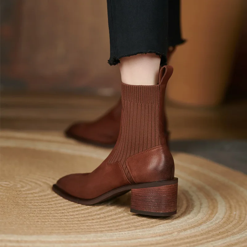 Thick Heel Square Toe Short Boots Women's Shoes For Fall/winter 2021 New Retro Fashion British Style Plush Stretch Thin Section 
Thick Heel Square Toe Short Boots Women's Shoes For Fall/winter 2021 New Retro Fashion British Style Plush Stretch Thin Section