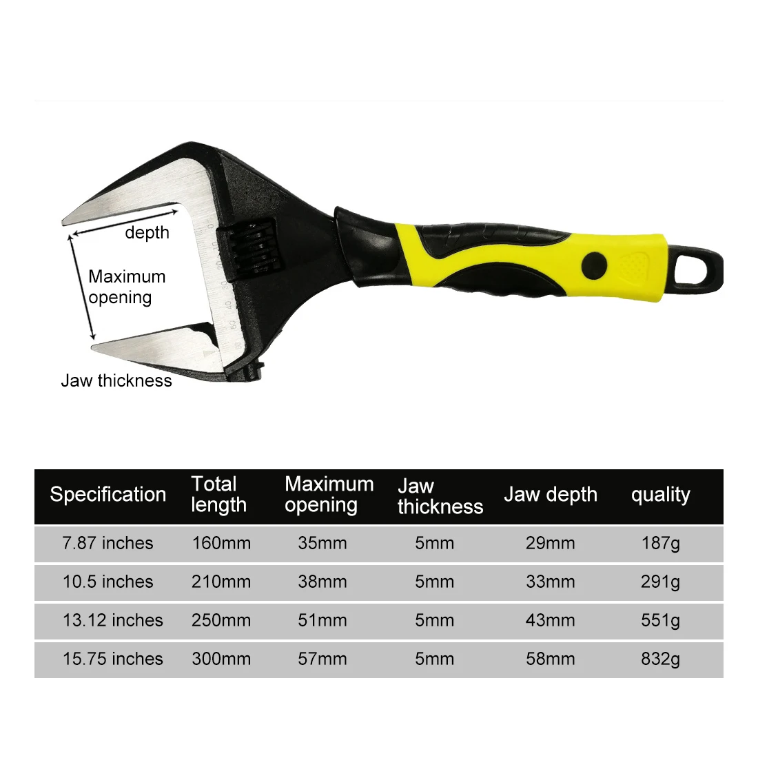 Universal Professional Wrench Adjustable Spanner Key Nut Wrench 6" 8" 10" 12" Large Opening Plumbing Spanner Repair Hand Tools
Universal Professional Wrench Adjustable Spanner Key Nut Wrench 6" 8" 10" 12" Large Opening Plumbing Spanner Repair Hand Tools
