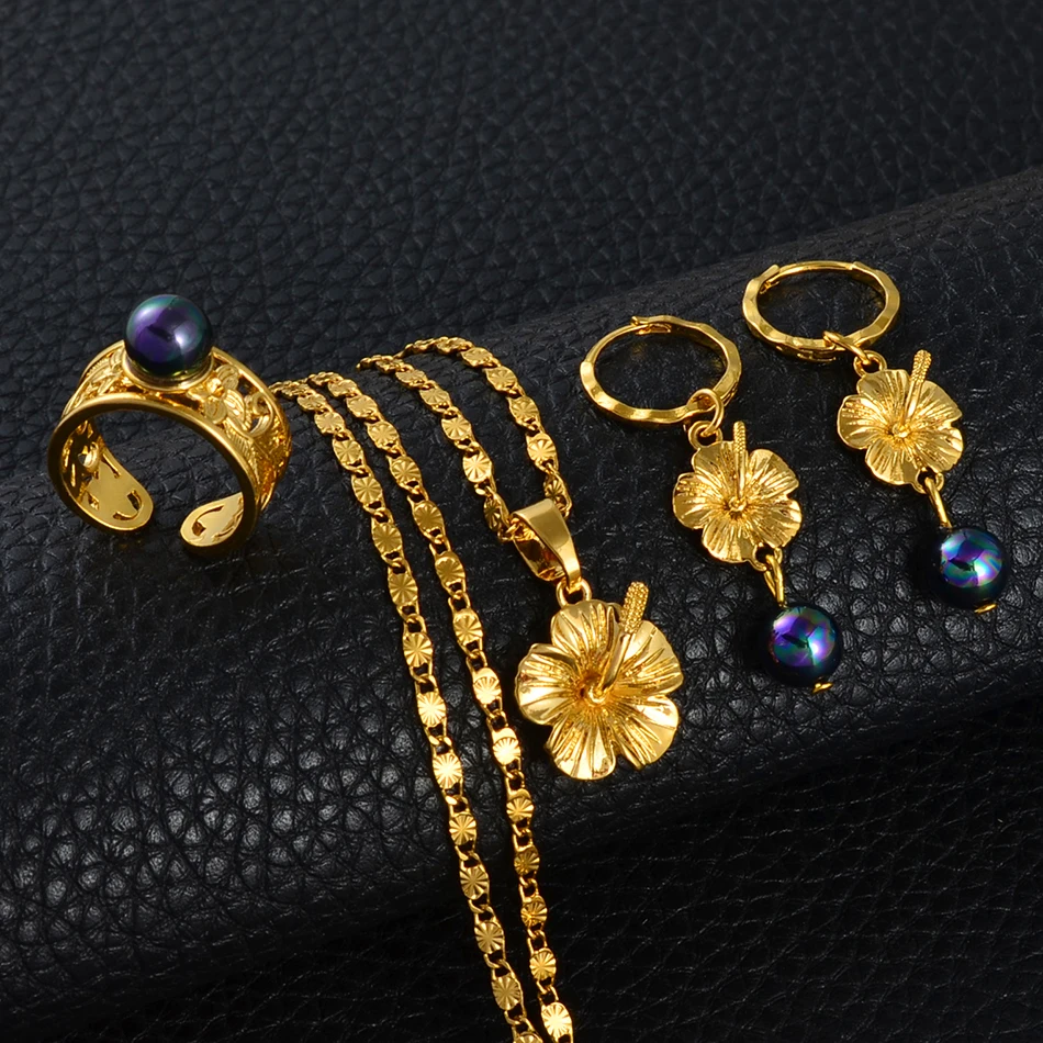 Anniyo Hawaiian Flower Black Pearl Jewelry sets Hibiscus Necklace Earrings Ring Guam Micronesia Chuuk Pohnpei Jewelry #239406P 
Anniyo Hawaiian Flower Black Pearl Jewelry sets Hibiscus Necklace Earrings Ring Guam Micronesia Chuuk Pohnpei Jewelry #239406P