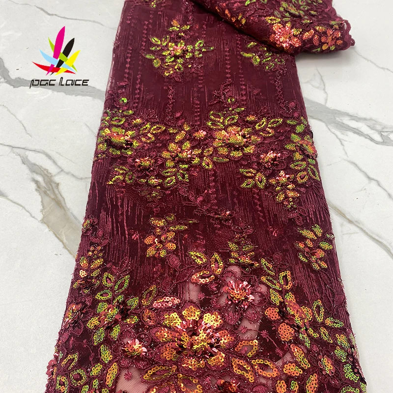 Sequin Bridal Fabric Lace Wine Color Embroidered Leaves Flower Pattern Elegant French African Nigerian Latest Design New Style
Sequin Bridal Fabric Lace Wine Color Embroidered Leaves Flower Pattern Elegant French African Nigerian Latest Design New Style