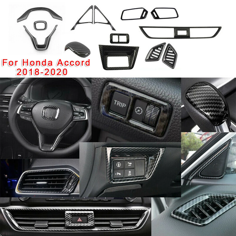13pcs Carbon Fiber Style Black ABS Car Interior Cover Trim Decor DIY Tools Durable Replacement For Honda Accord 2018-20
13pcs Carbon Fiber Style Black ABS Car Interior Cover Trim Decor DIY Tools Durable Replacement For Honda Accord 2018-20