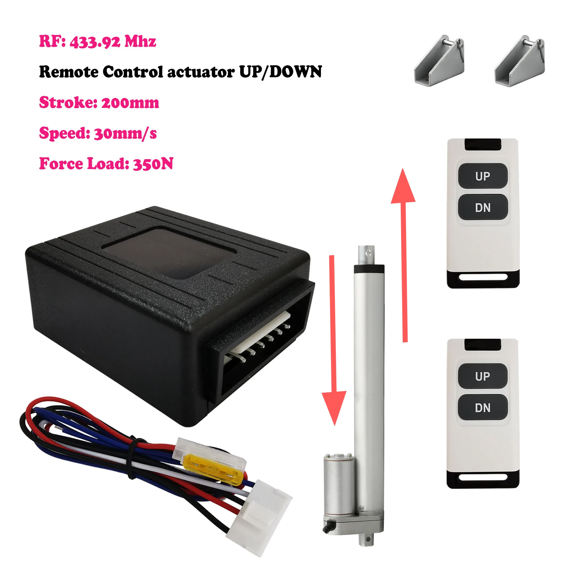 200mm Stroke Linear Motor with 12V DC Remote Control Kit, Multi Function Linear Electric Actuator Automations with 350N Load
200mm Stroke Linear Motor with 12V DC Remote Control Kit, Multi Function Linear Electric Actuator Automations with 350N Load