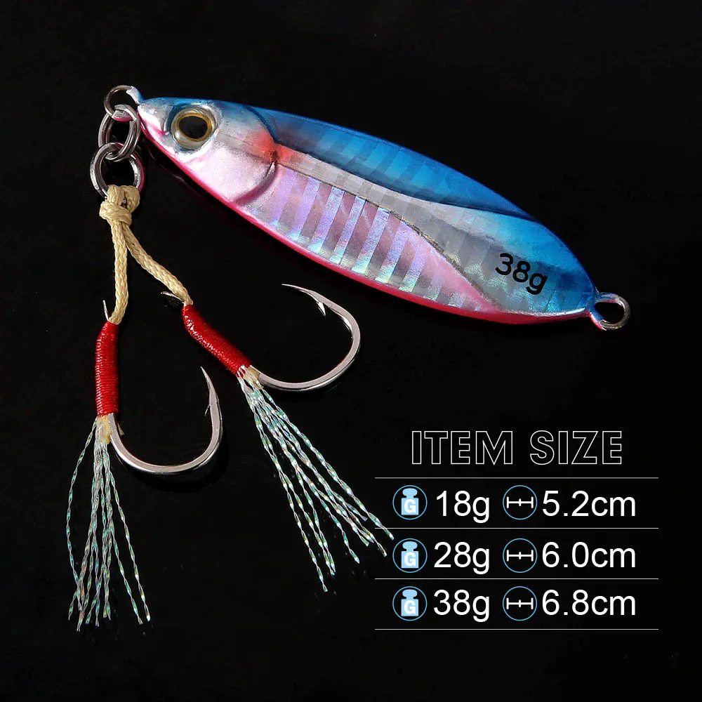 Shore Slow pitch Jig lure kelvar line jig swimbait Metal jigging lure18/28/38g casting fishing Artificial Bait | Спорт и развлечения