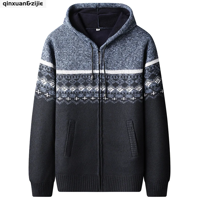 Knitwear Men's Autumn Winter Hooded Sweater Casual Printed Color Matching Cardigan Plus Size Thick Warm Coat Men's Wearn 2021
Knitwear Men's Autumn Winter Hooded Sweater Casual Printed Color Matching Cardigan Plus Size Thick Warm Coat Men's Wearn 2021