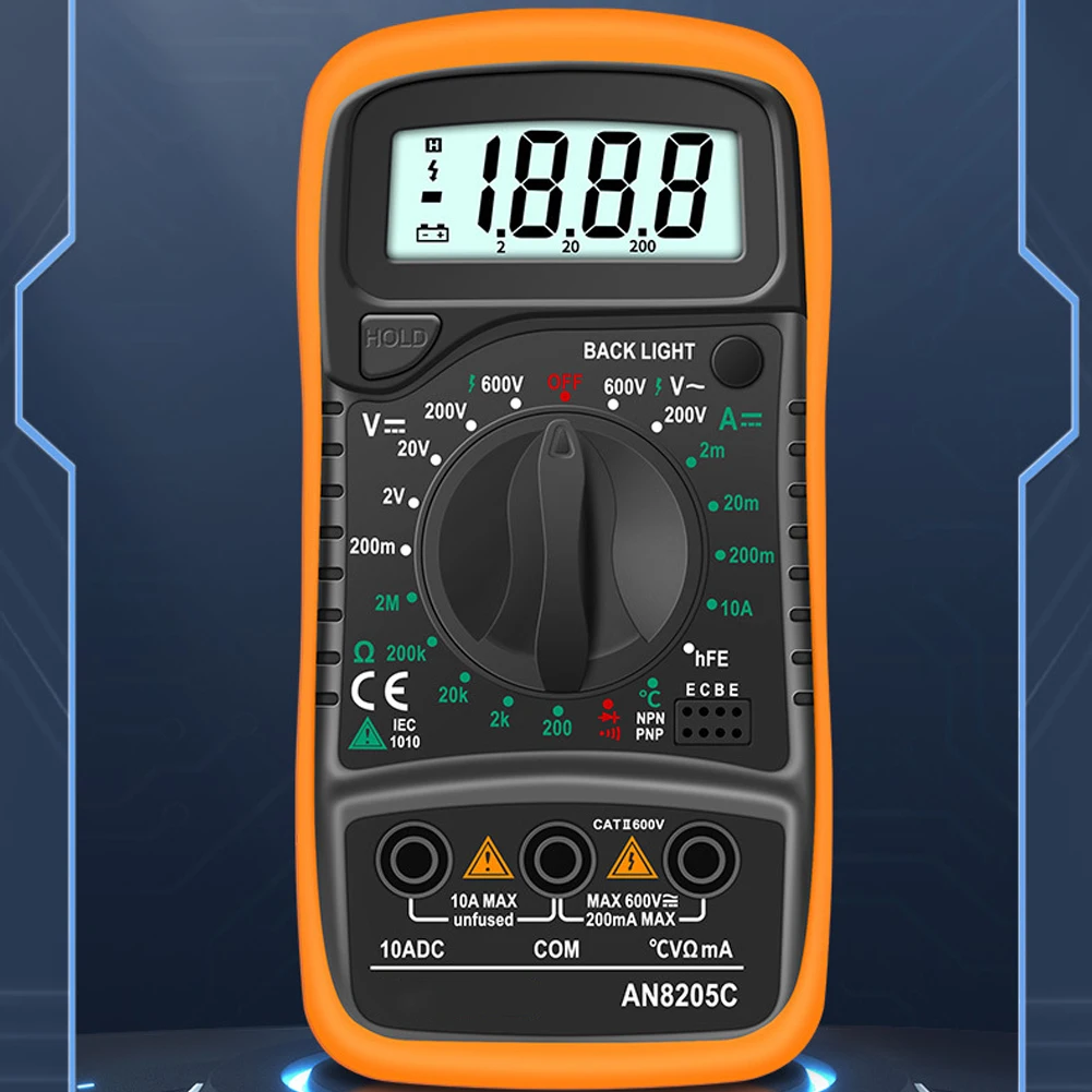 Portable AN8205C Digital Multimeter AC/DC Ammeter Volt Ohm Tester Meter Multimetro With Portable Thermocouple LCD Backlight
Portable AN8205C Digital Multimeter AC/DC Ammeter Volt Ohm Tester Meter Multimetro With Portable Thermocouple LCD Backlight