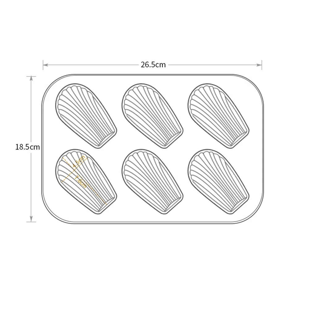 1Pcs Madeleine Mold Cake Pan 6 Cavity Non-stick Golden Oval Scallop Muffin Plate Household Baking Gadget Kitchen Accessories
1Pcs Madeleine Mold Cake Pan 6 Cavity Non-stick Golden Oval Scallop Muffin Plate Household Baking Gadget Kitchen Accessories