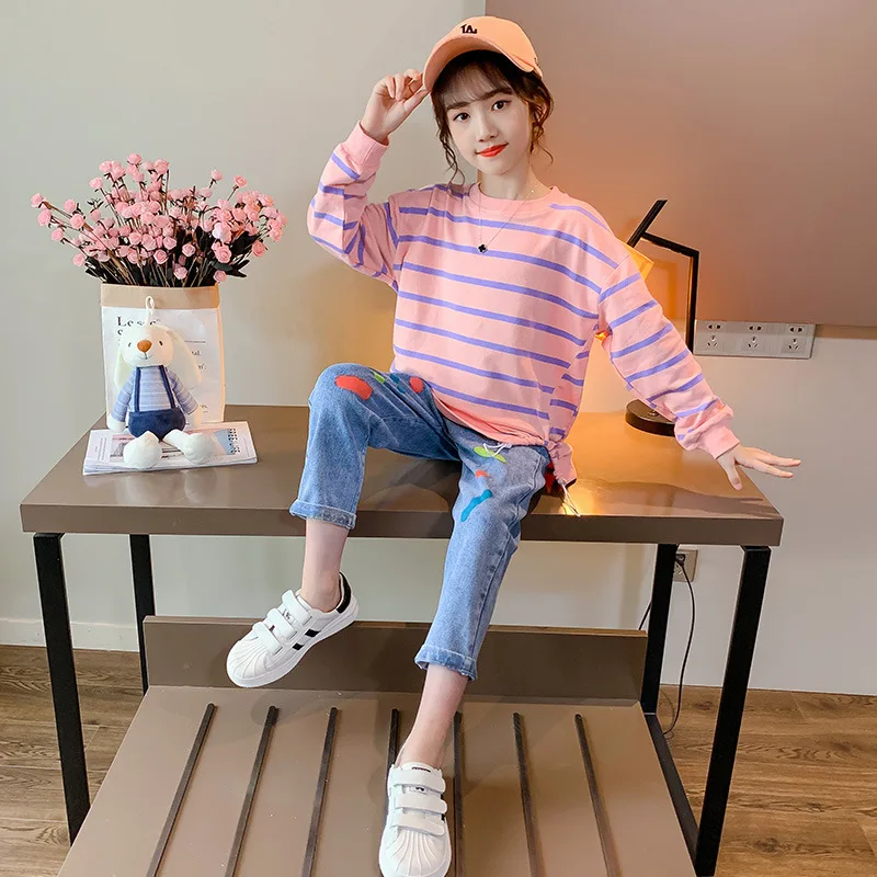 Girls Suits Sweatshirts + Pants Kids Cotton 2021 Stripe Spring Autumn Teenagers For 4-12 Years Children Clothing Set Outfits
Girls Suits Sweatshirts + Pants Kids Cotton 2021 Stripe Spring Autumn Teenagers For 4-12 Years Children Clothing Set Outfits