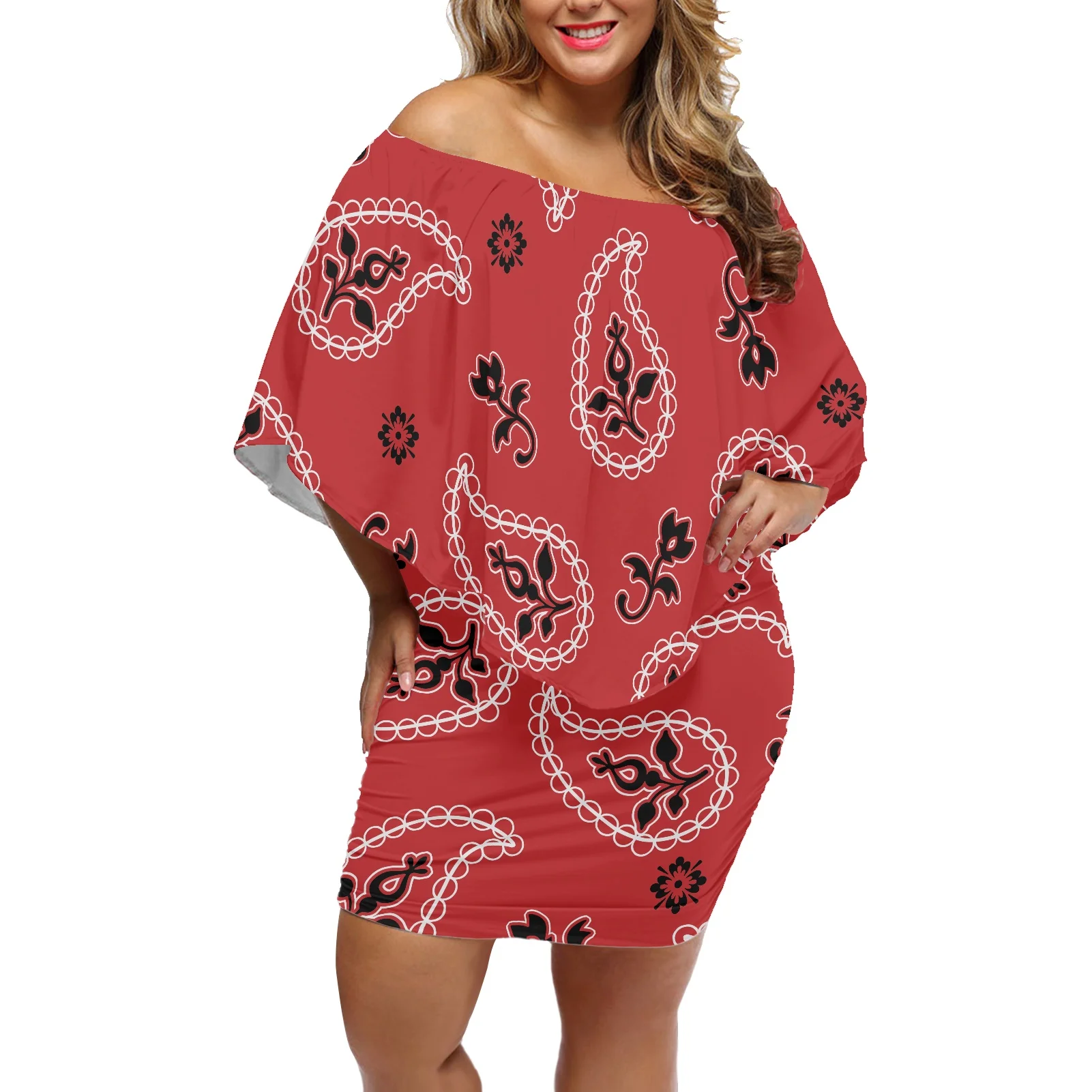 Red Oblique Shoulder Lotus Leaf Short Skirt Polynesian Tribe Bandana Printing Summer Ladies Dress Sexy Bag Hip Plus Size Dress
Red Oblique Shoulder Lotus Leaf Short Skirt Polynesian Tribe Bandana Printing Summer Ladies Dress Sexy Bag Hip Plus Size Dress