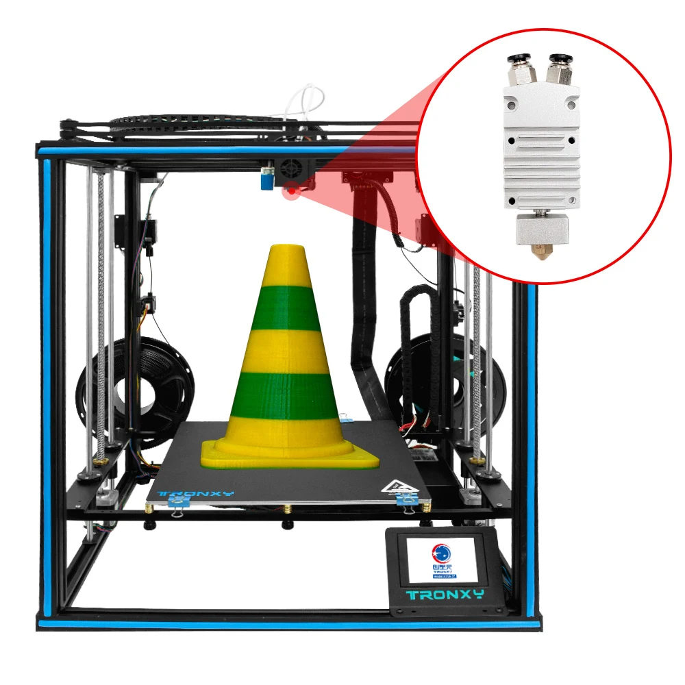 X5SA 2E 3D принтер двойной экструдер 330*330*400 мм Tronxy двухцветная головка Drucker DIY 2 в 1