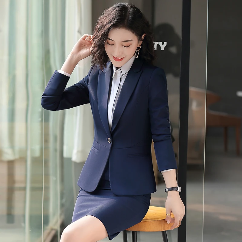 Formal Navy Blue Blazer Women Skirt Suits Office Ladies Work Wear Jackets Business Clothes OL Styles
Formal Navy Blue Blazer Women Skirt Suits Office Ladies Work Wear Jackets Business Clothes OL Styles