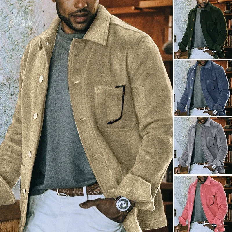 Men Winter Spring Jacket Casual Solid Color Polo Collar Jackets Coat Full Sleeve Single Breasted Button Pockets Fashion
Men Winter Spring Jacket Casual Solid Color Polo Collar Jackets Coat Full Sleeve Single Breasted Button Pockets Fashion