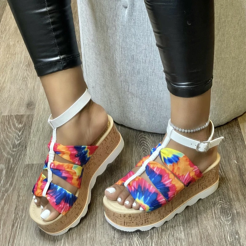 Women Mixed Color Platform Sandals 2021 Female Tie Tye Buckle Wedges Summer Casual Shoes Ladies Fashion Footwear Plus Size 43
Women Mixed Color Platform Sandals 2021 Female Tie Tye Buckle Wedges Summer Casual Shoes Ladies Fashion Footwear Plus Size 43