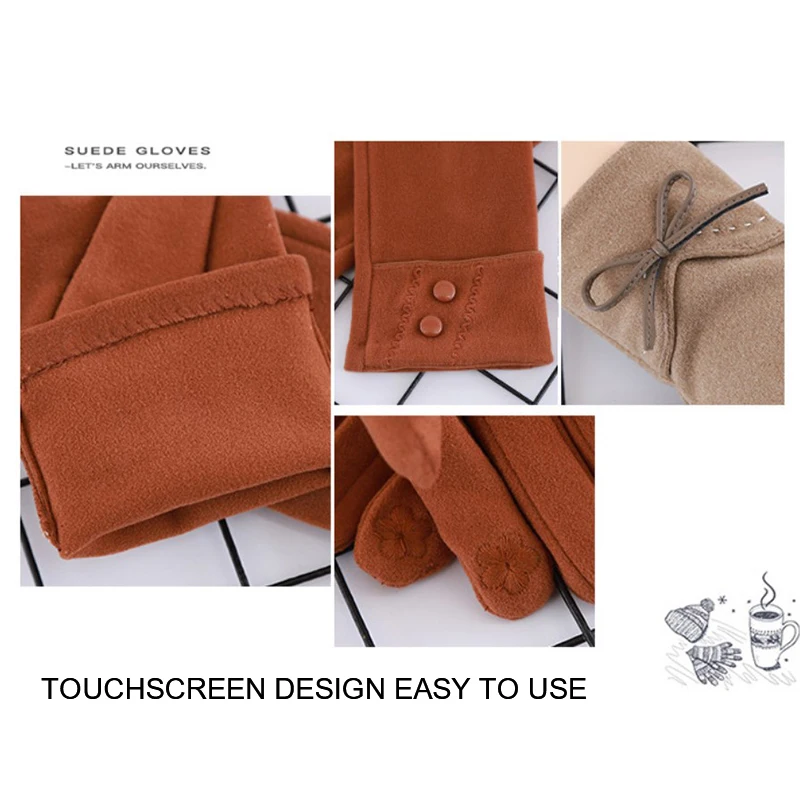 Fashion Elegant Female Wool Touch Screen Gloves Winter Women Warm Cashmere Full Finger Leather Bow Dotted embroidery Gloves
Fashion Elegant Female Wool Touch Screen Gloves Winter Women Warm Cashmere Full Finger Leather Bow Dotted embroidery Gloves