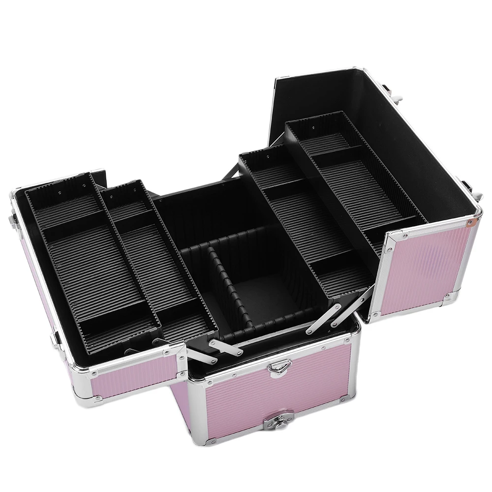3 in 1 Aluminum Cosmetic Makeup Case Tattoo Box Pink MPwell