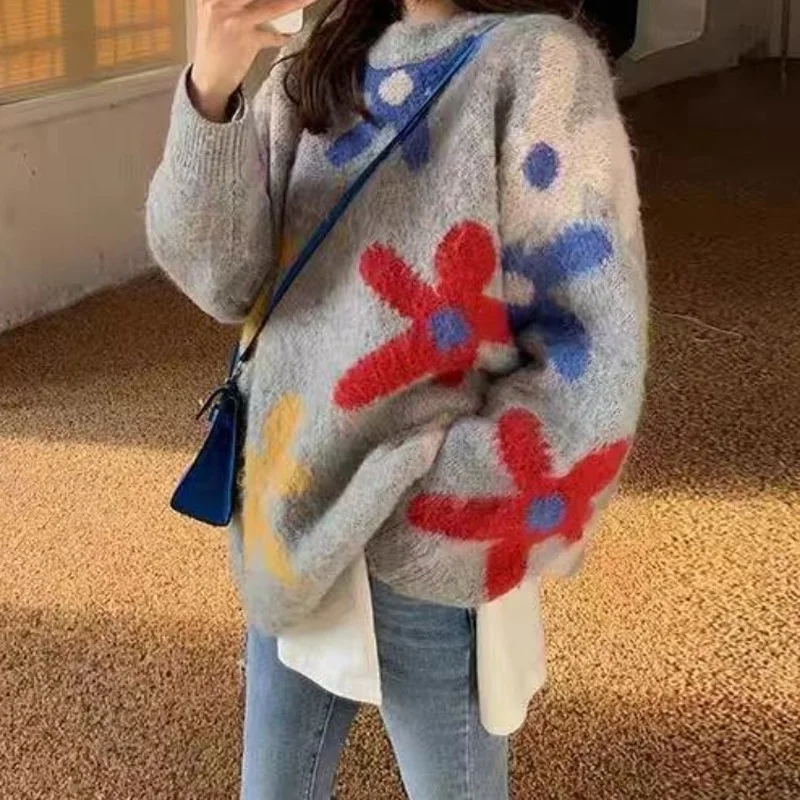 2023 New Contrast Color Pullover Mohair Long-sleeved Round Neck Sweater Women Retro Autumn And Winter Loose Pullover Top
2023 New Contrast Color Pullover Mohair Long-sleeved Round Neck Sweater Women Retro Autumn And Winter Loose Pullover Top