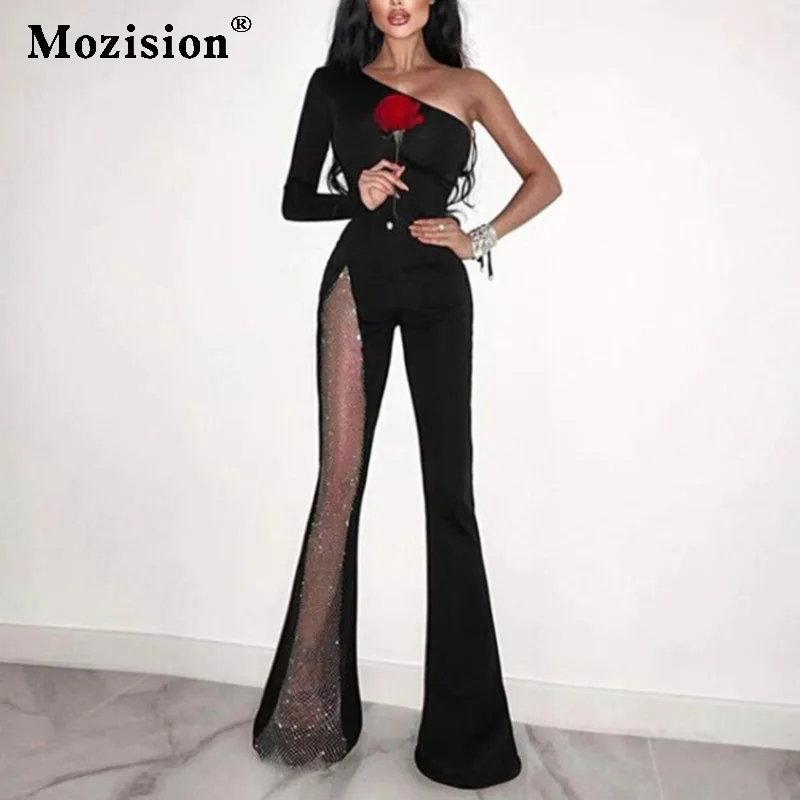 Mozision High Quality 2021 Autumn Women's Bodycon Flare Jumpsuit Sexy One Long Sleeve Mesh Diamond Patchwork Party Jumpsuits
Mozision High Quality 2021 Autumn Women's Bodycon Flare Jumpsuit Sexy One Long Sleeve Mesh Diamond Patchwork Party Jumpsuits