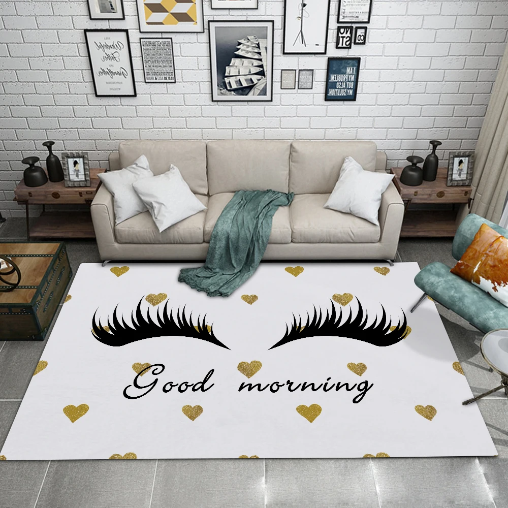 Modern minimalist gold and black eyelashes design rectangular carpet kids playing at home decorating modern carpets can be custo
Modern minimalist gold and black eyelashes design rectangular carpet kids playing at home decorating modern carpets can be custo
