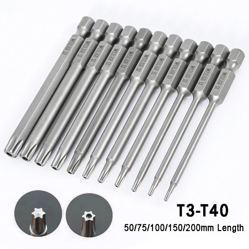 50/75/100/150/200mm Long (Optional) Tamper Proof Security Drill Magnetic Bit Set Torx Screwdriver Bits 1/4" Hex Driver Hand Tool
50/75/100/150/200mm Long (Optional) Tamper Proof Security Drill Magnetic Bit Set Torx Screwdriver Bits 1/4" Hex Driver Hand Tool