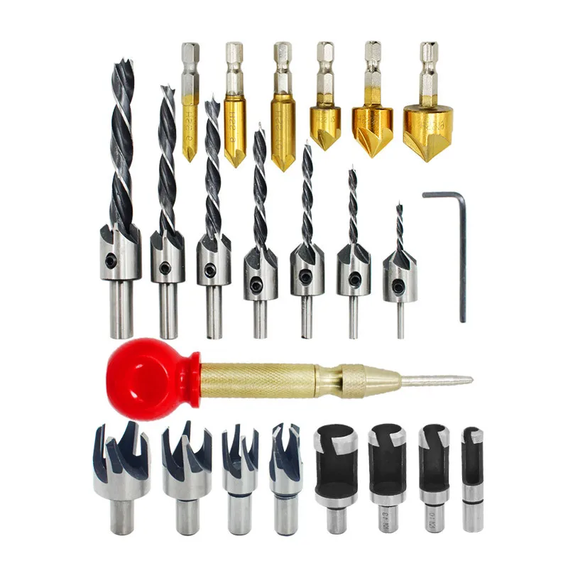 23-Pack Woodworking Chamfer Drilling Tool Countersink Drill Bits Wood Plug Cutter and Automatic
23-Pack Woodworking Chamfer Drilling Tool Countersink Drill Bits Wood Plug Cutter and Automatic