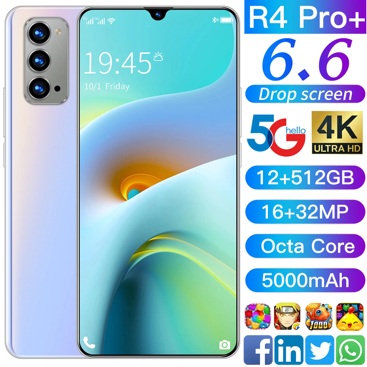 Hot Selling R4Pro+ 6.6Inch Cheap Smart Phone 5000mAh Dual Card 32MP Deca Core 12 512GB 2021 Newest Cellphone 5G Network In Stock
Hot Selling R4Pro+ 6.6Inch Cheap Smart Phone 5000mAh Dual Card 32MP Deca Core 12 512GB 2021 Newest Cellphone 5G Network In Stock