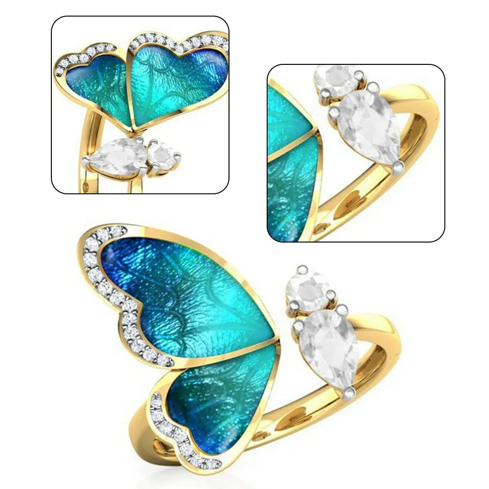 Personalized Fashion Crystal Blue Green Butterfly Ring Engraved Ring Elegant Workmanship Durable Ring
Personalized Fashion Crystal Blue Green Butterfly Ring Engraved Ring Elegant Workmanship Durable Ring