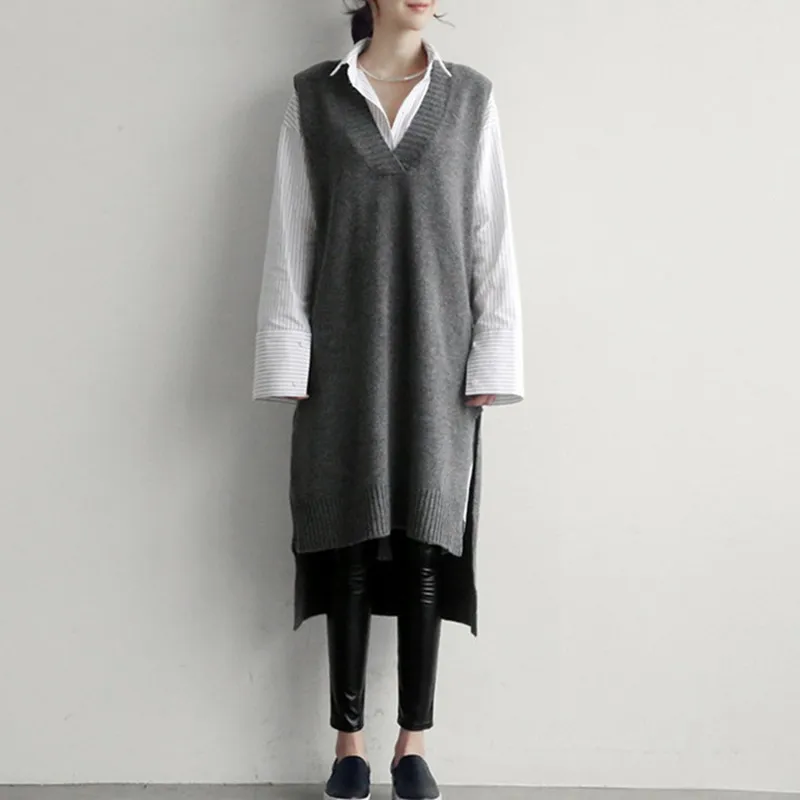 Women Cashmere Knitted Pullovers Vest Long Waistcoat Autumn Winter Sweater Vests Slim Sleeveless Casual Female Shirt W2
Women Cashmere Knitted Pullovers Vest Long Waistcoat Autumn Winter Sweater Vests Slim Sleeveless Casual Female Shirt W2