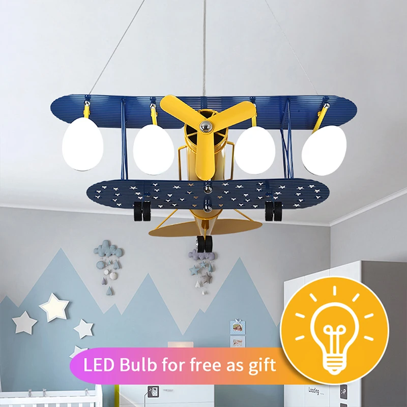 Modern Nordic Creativity Remote control Led Airplane Chandelier Cartoon Boys Hanging Lamp with Bulb for children's room Bedroom
Modern Nordic Creativity Remote control Led Airplane Chandelier Cartoon Boys Hanging Lamp with Bulb for children's room Bedroom
