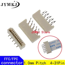 10PCS 1.0mm FPC/FFC Connector LCD Flexible Flat Cable Socket Double Row 4 5 6 7 8 9 10 11 12 14 16 18 20 22 24 26 28 30 31 Pin
