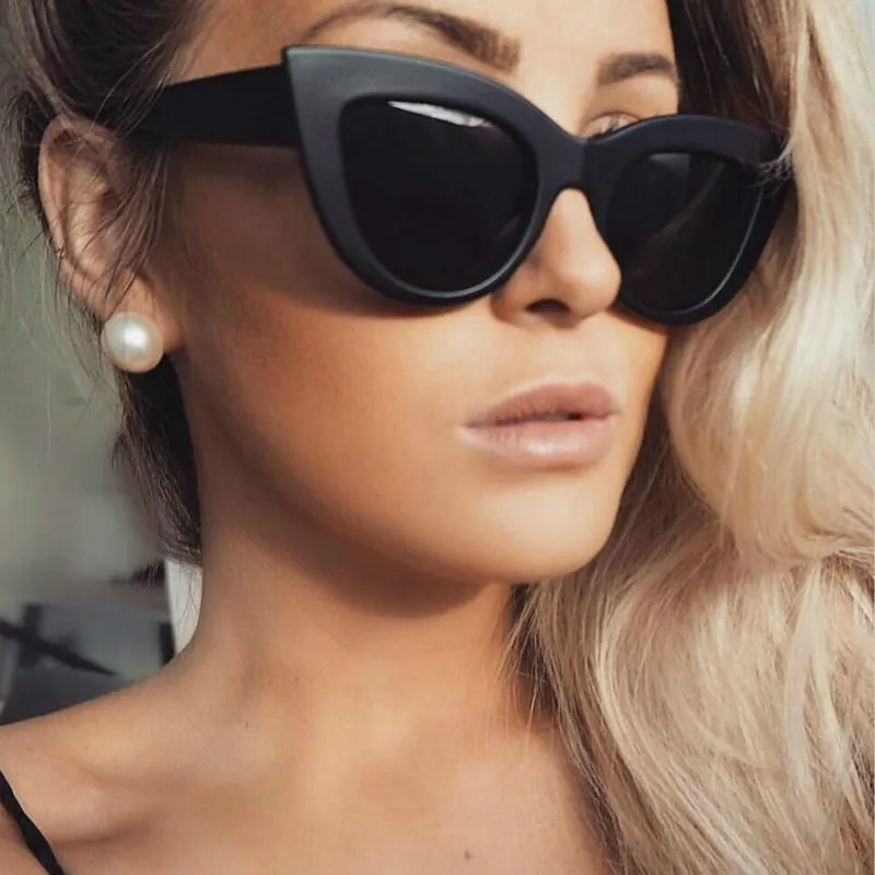 

2020 New Women Cat Eye Sunglasses Matt black Brand Designer Cateye Sun glasses For Female goggles UV400