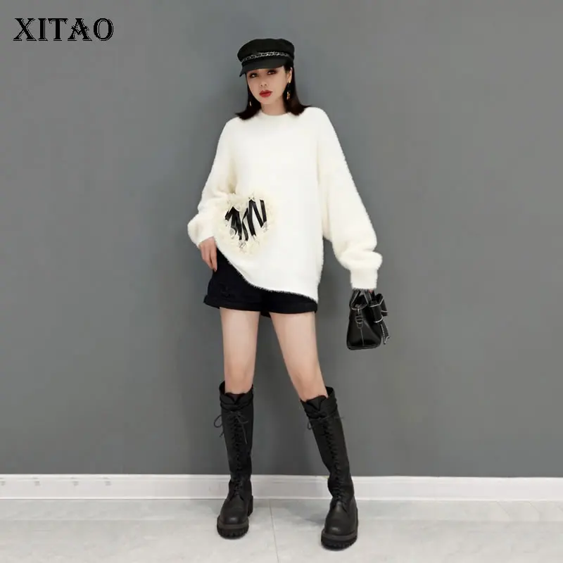 XITAO Contrast Color Sweater Mesh Ribbon Splicing Heart Pattern Knitting Pullover Women 2021 Fashion Winter Loose New GWJ2390
XITAO Contrast Color Sweater Mesh Ribbon Splicing Heart Pattern Knitting Pullover Women 2021 Fashion Winter Loose New GWJ2390