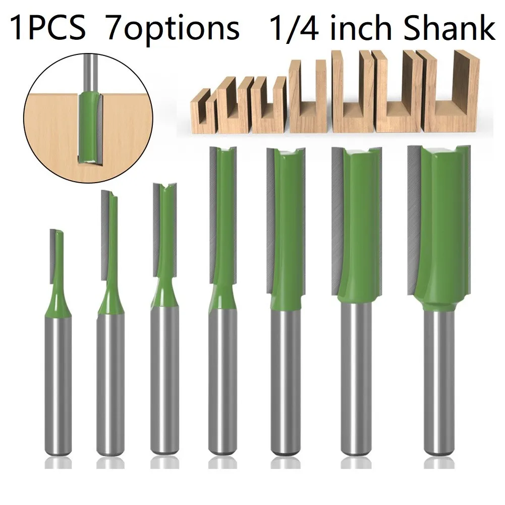 1/4 Shank Straight Bit Milling Cutter Sharpener Single Double Flute Wood Cutters Tungsten Coating Router Bit Woodworking Tool Se
1/4 Shank Straight Bit Milling Cutter Sharpener Single Double Flute Wood Cutters Tungsten Coating Router Bit Woodworking Tool Se