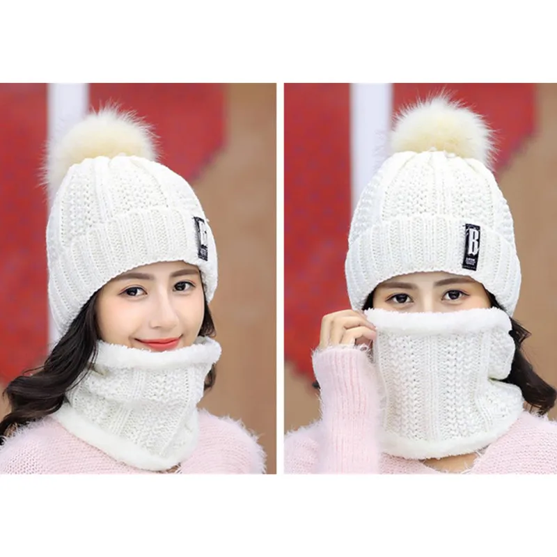 Winter Women Hats Suit Beanies Bib Plush Fur Ball Ski Mask Skullies Hats for Women Knitted Keep Warm Thick Bonnet Riding Sets
Winter Women Hats Suit Beanies Bib Plush Fur Ball Ski Mask Skullies Hats for Women Knitted Keep Warm Thick Bonnet Riding Sets